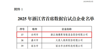 喜訊 | 海德曼入選2025年浙江省首席數(shù)據(jù)官試點(diǎn)企業(yè)
